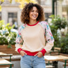 Women Printed Patchwork Raglan Sleeve Sweatshirts
