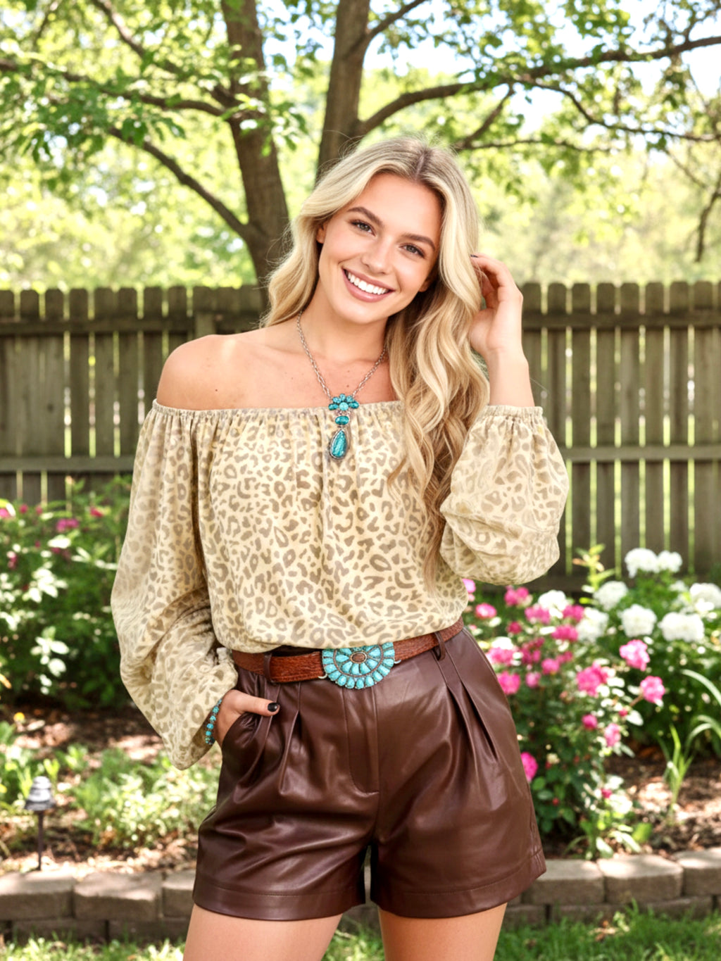 Women Leopard Velvet Burnout Off Shoulder Blouse