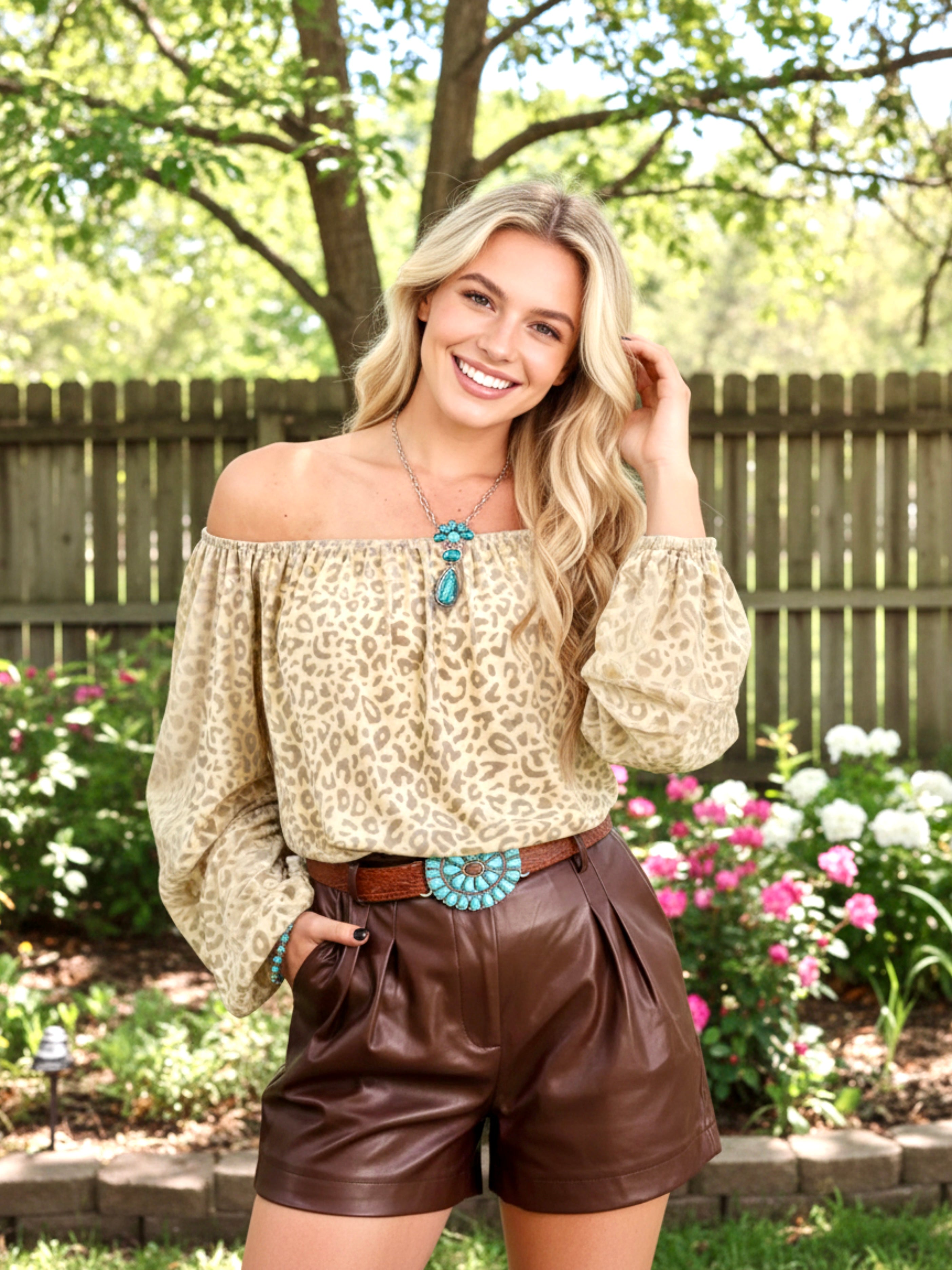 Women Leopard Velvet Burnout Off Shoulder Blouse