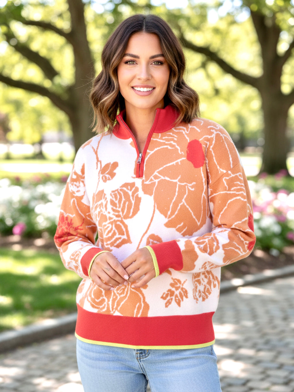 Theaella Zip Collared Pullover Sweater