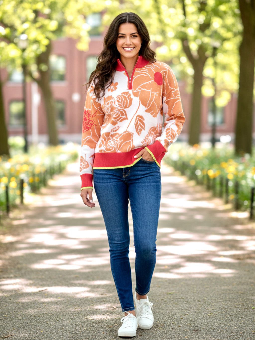 Theaella Zip Collared Pullover Sweater