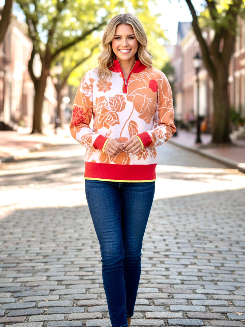 Theaella Zip Collared Pullover Sweater