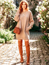 Parchment Cable Knit Drop Shoulder Loose Fit Sweater Dress