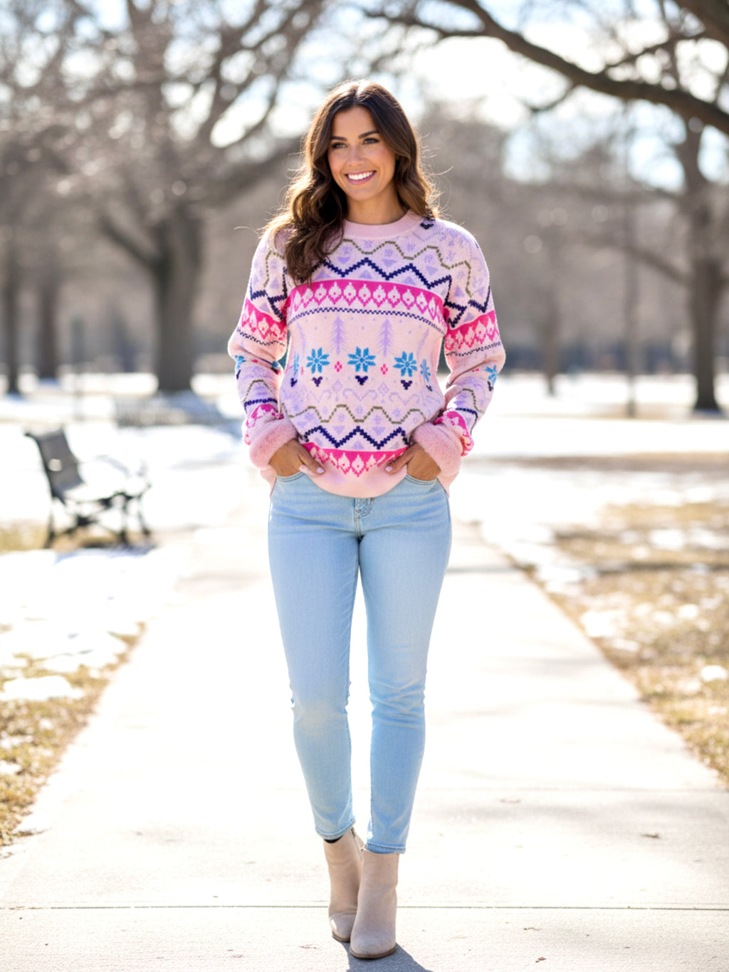 Kayaetta Knit Feather Cuffed Sweater