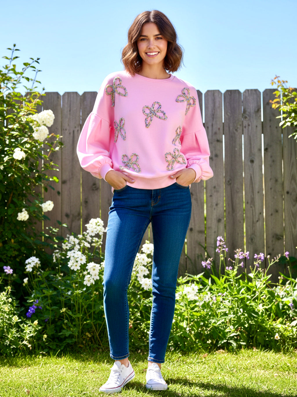 Women Lantern Sleeve Oversized Pullover Sweatshirt