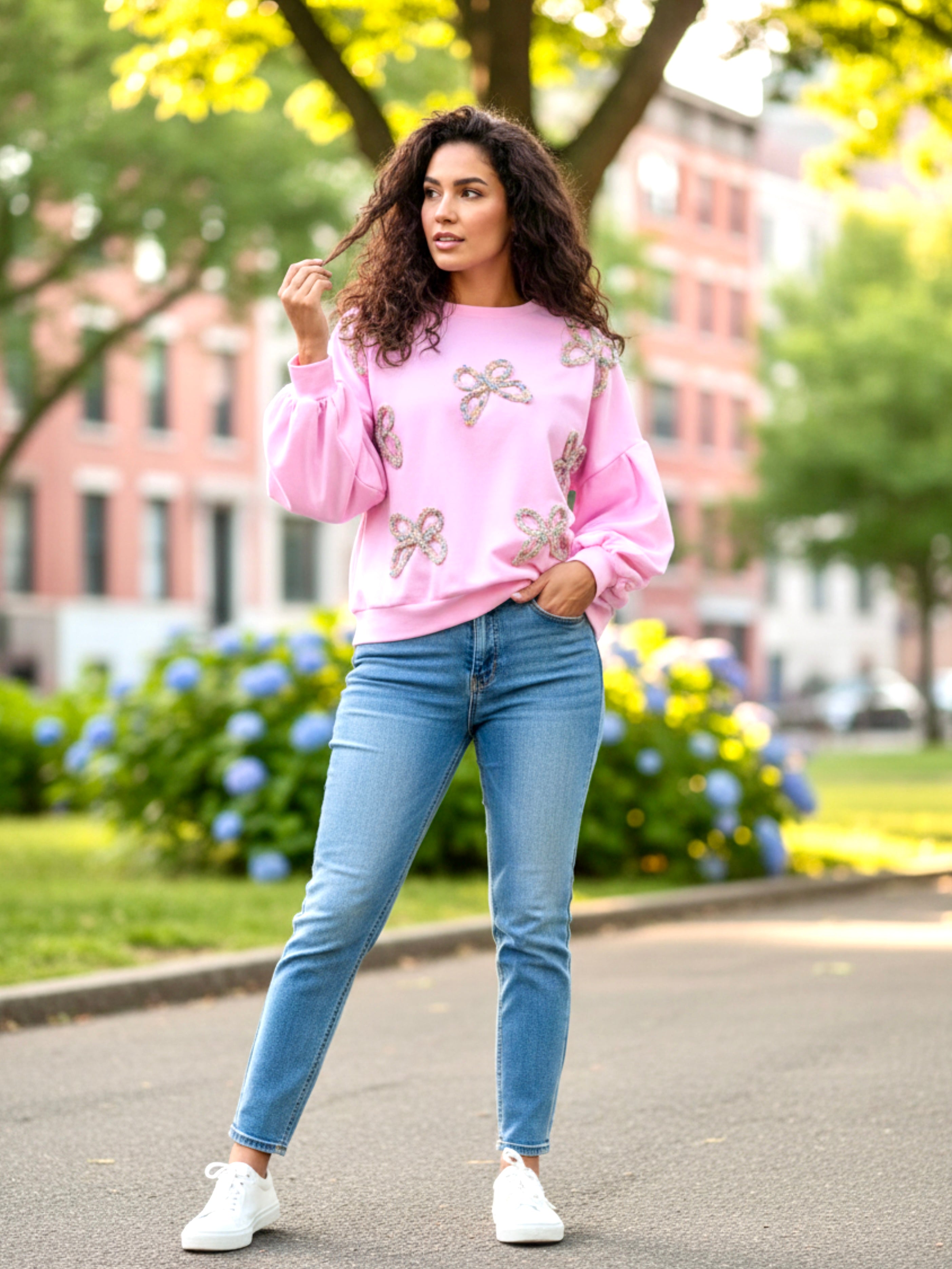 Women Lantern Sleeve Oversized Pullover Sweatshirt