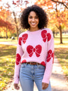 Angel Wings Bow Round Neck Dropped Shoulder Sweater