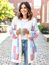 Color Block Open Front Long Sleeve Cardigan