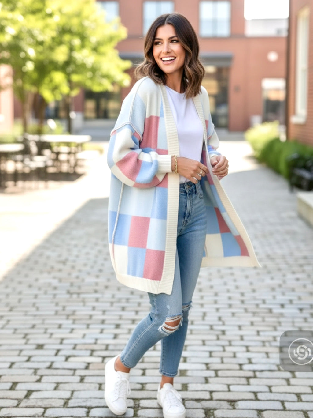 Color Block Open Front Long Sleeve Cardigan