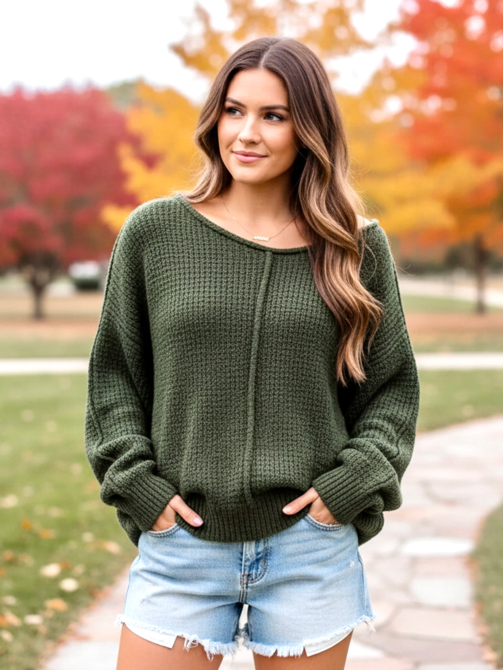 SO ME Loose Fit Exposed Seam Slouchy Boucle Sweater