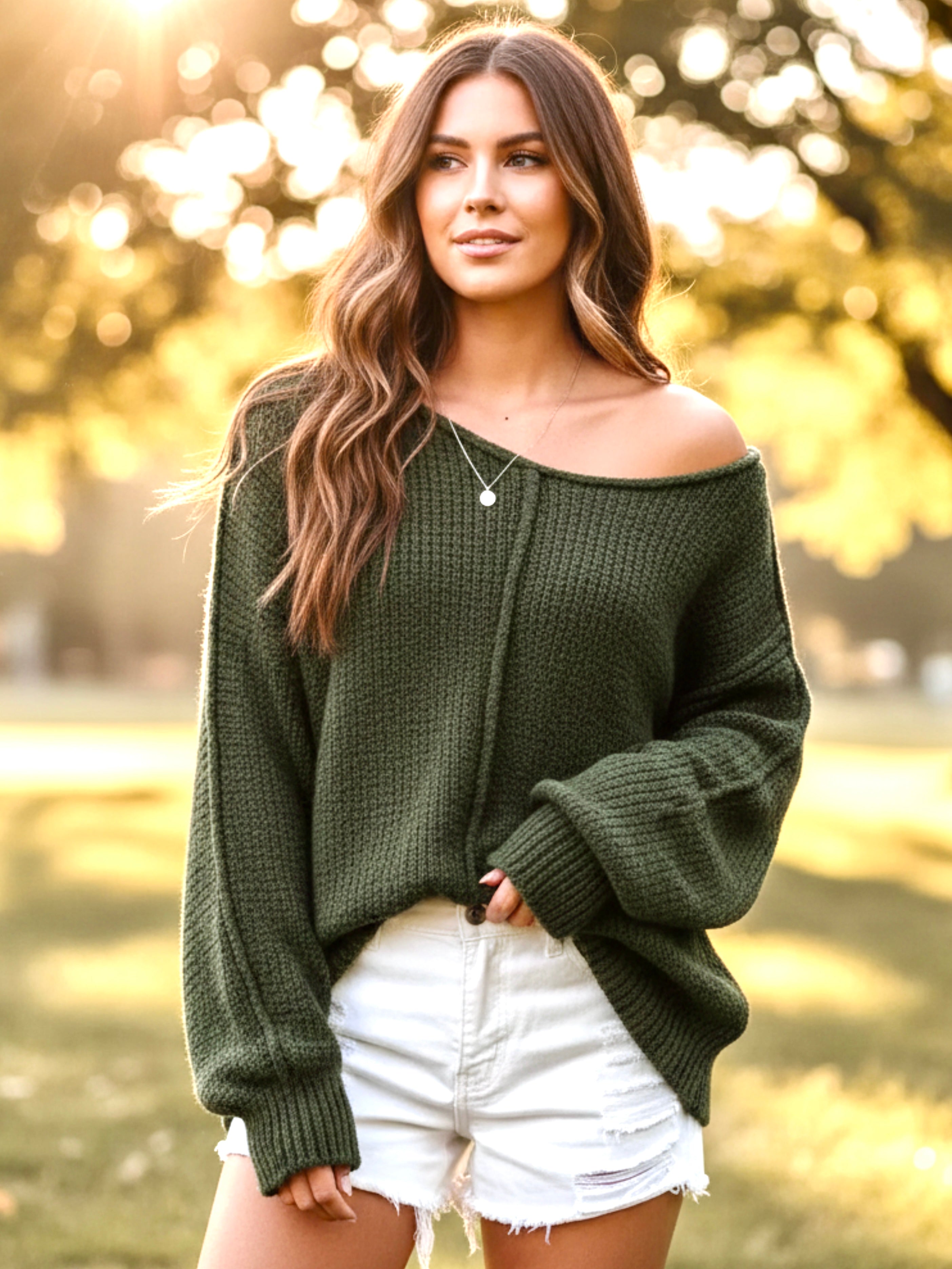 SO ME Loose Fit Exposed Seam Slouchy Boucle Sweater