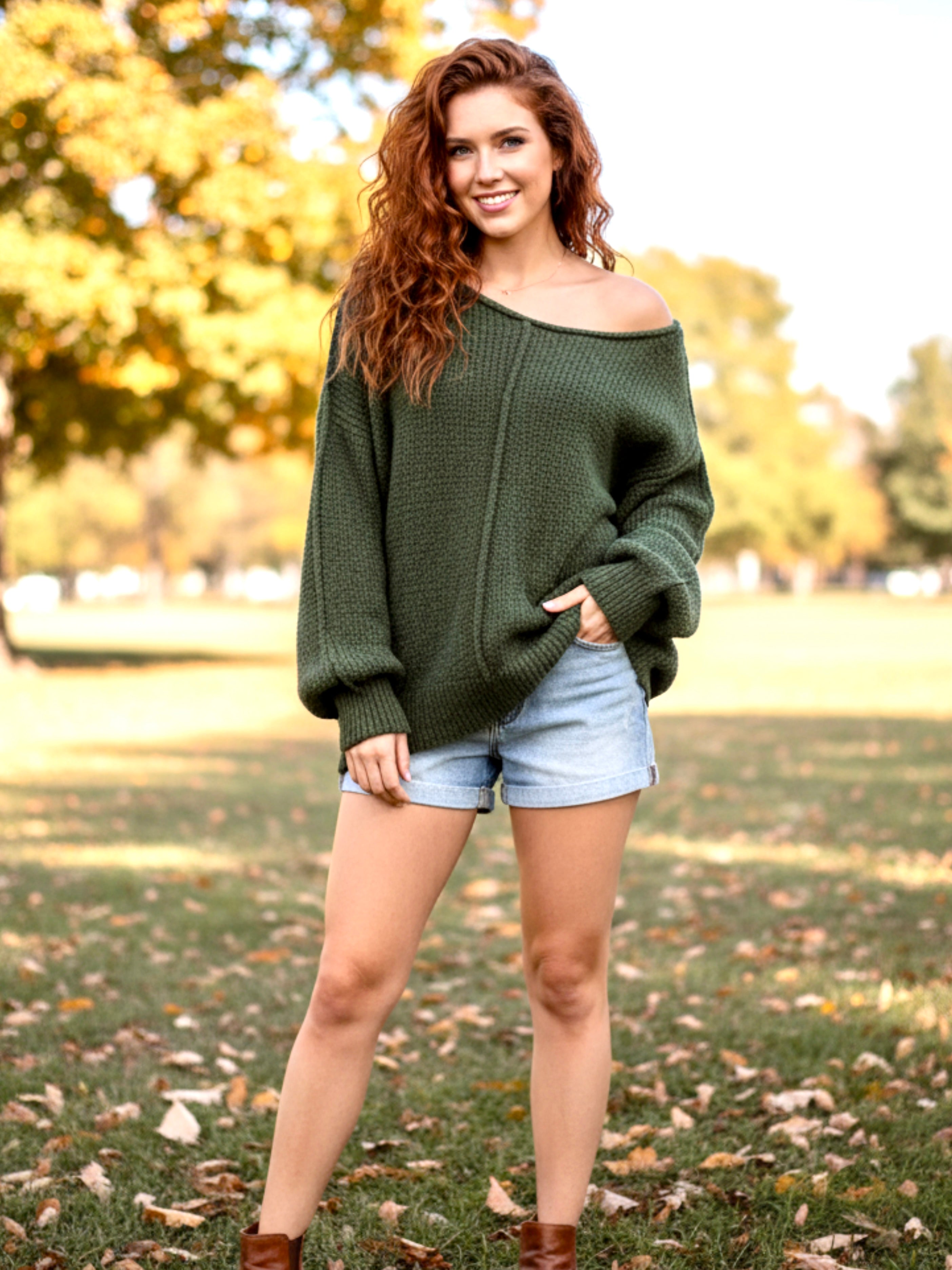 SO ME Loose Fit Exposed Seam Slouchy Boucle Sweater