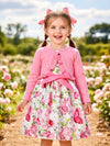 Children's Butterfly Print Sleeveless Dress with Cardigan Set