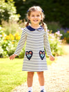 Children's Embroidered Striped Long Sleeve Dress