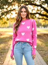 Heart Pattern Round Neck Sweater