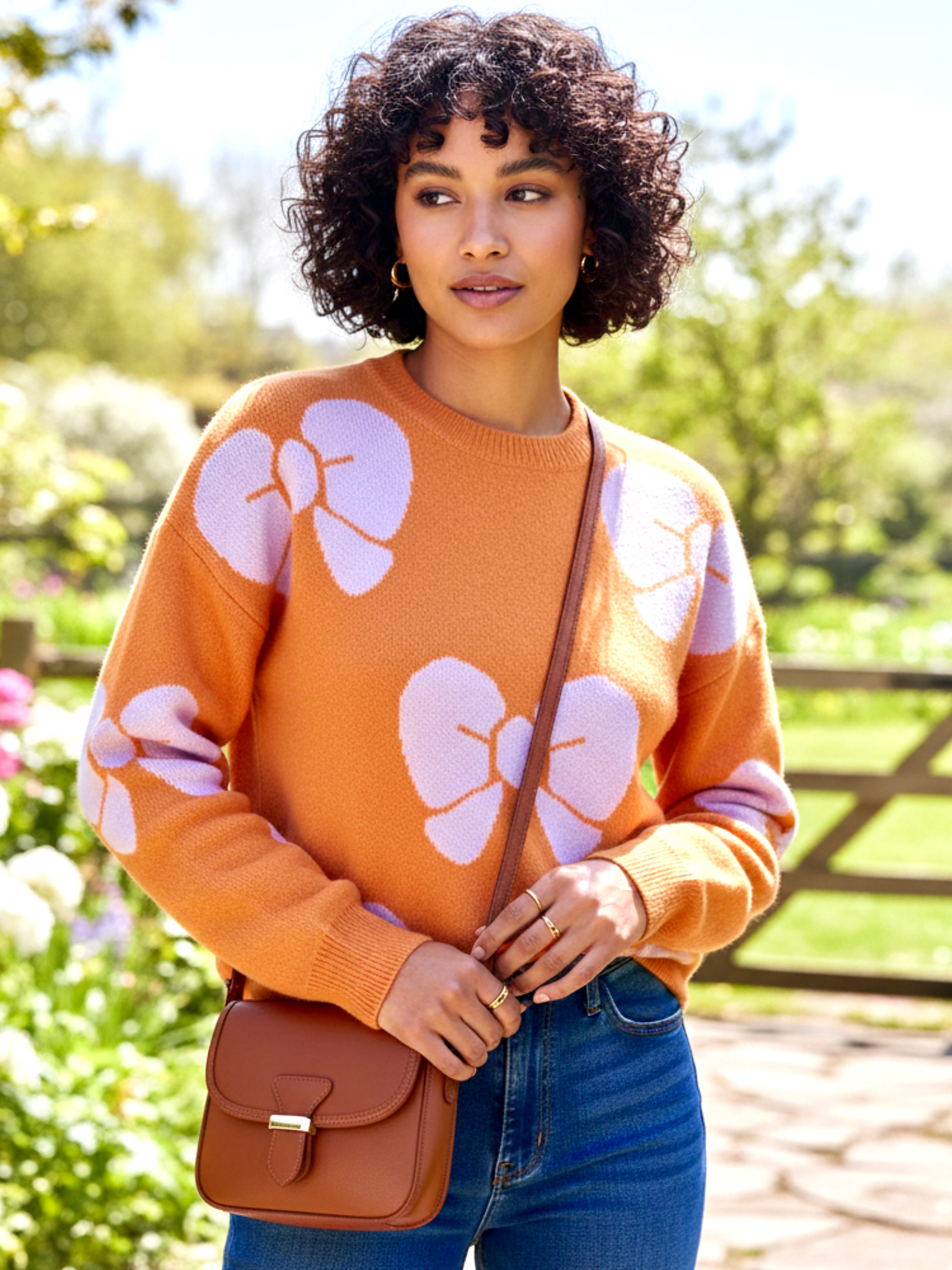 Angel Wings Bow Round Neck Dropped Shoulder Sweater