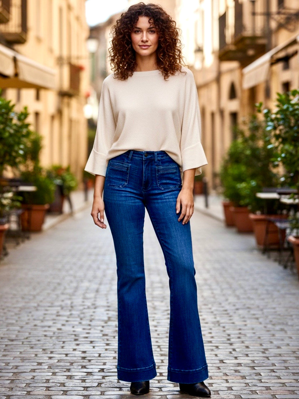 Judy Blue High-Waisted Flare Jeans with Front Pockets