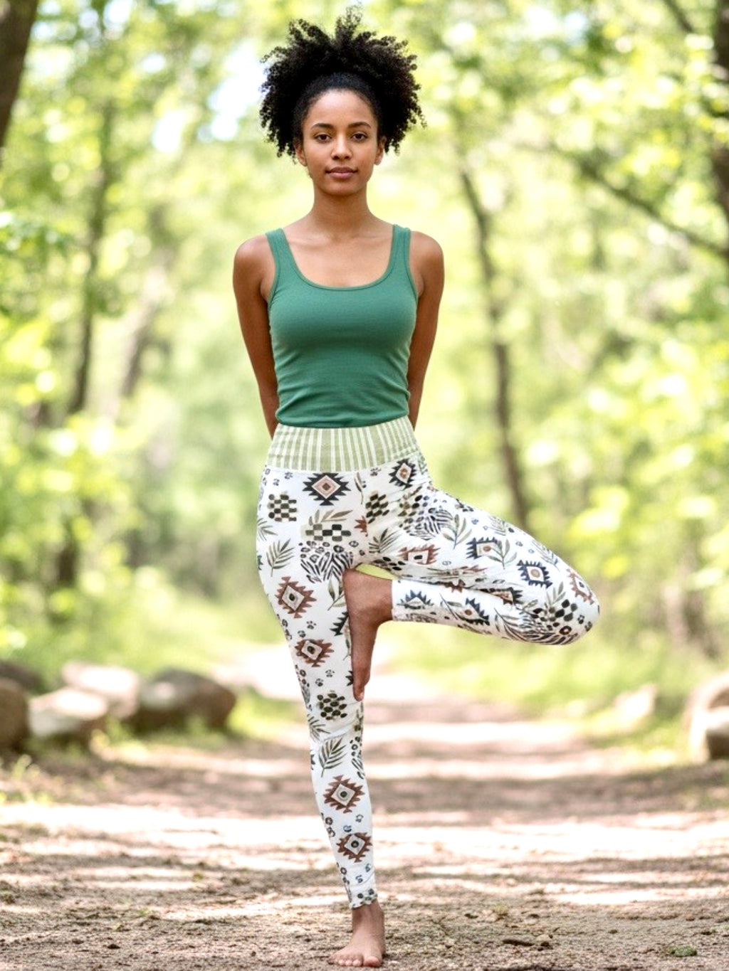 Aztec & Green Stripped Yoga Leggings
