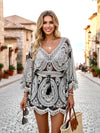 Tassel Printed V-Neck Cover-Up Dress