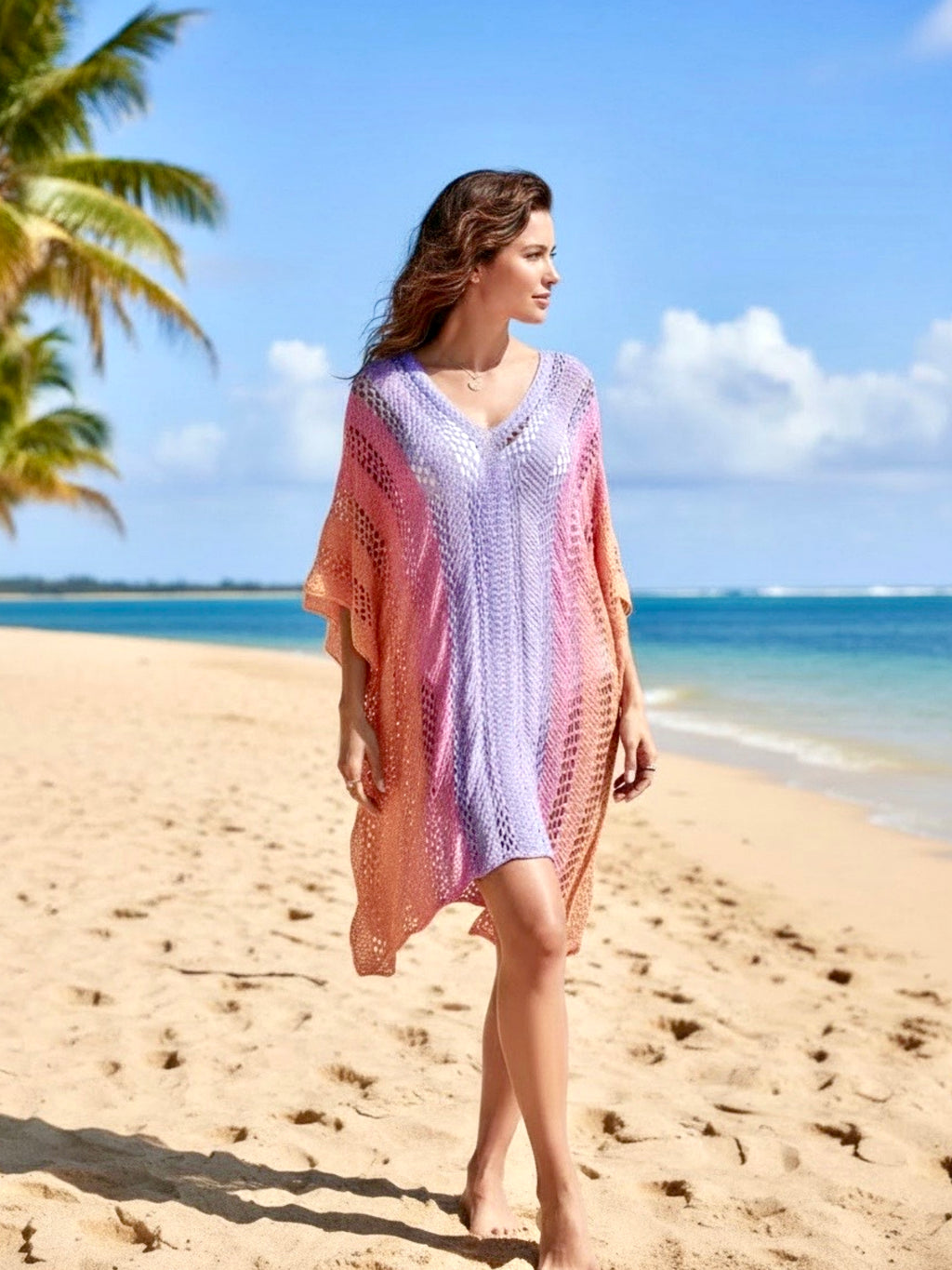 Rainbow Gradient Crochet Cover-Up