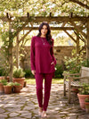 Basic Bae Full Size Ribbed Round Neck High-Low Slit Top and Pants Set