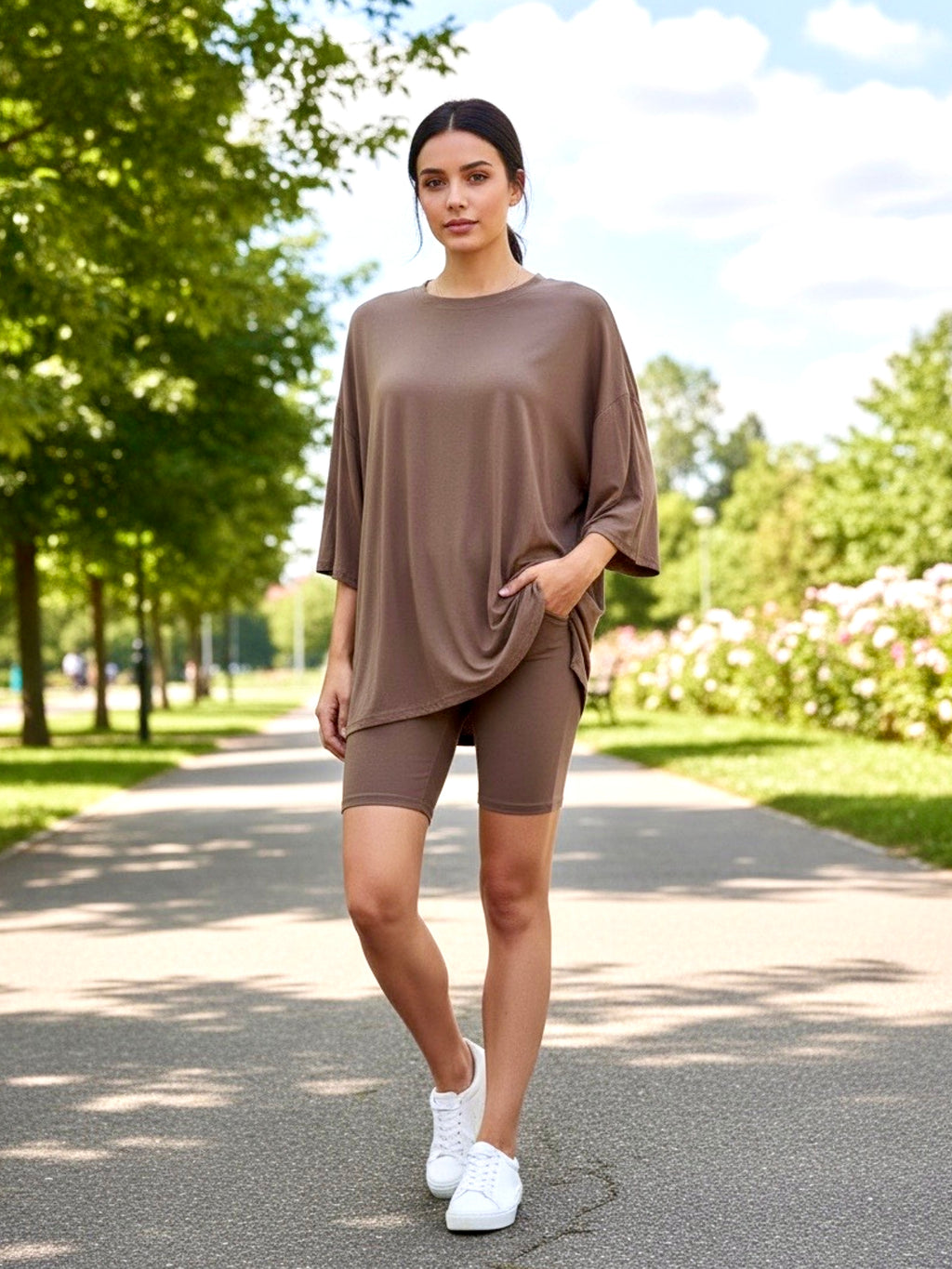 Basic Bae Full Size Soft Rayon Three-Quarter Sleeve Top and Shorts Set