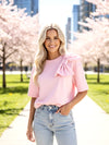 Bow Applique Short Sleeve T-Shirt