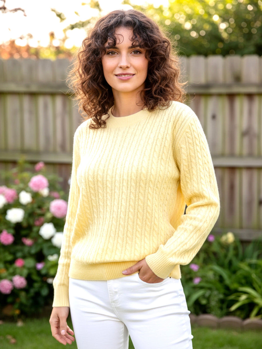 Cable Knit Round Neck Sweater
