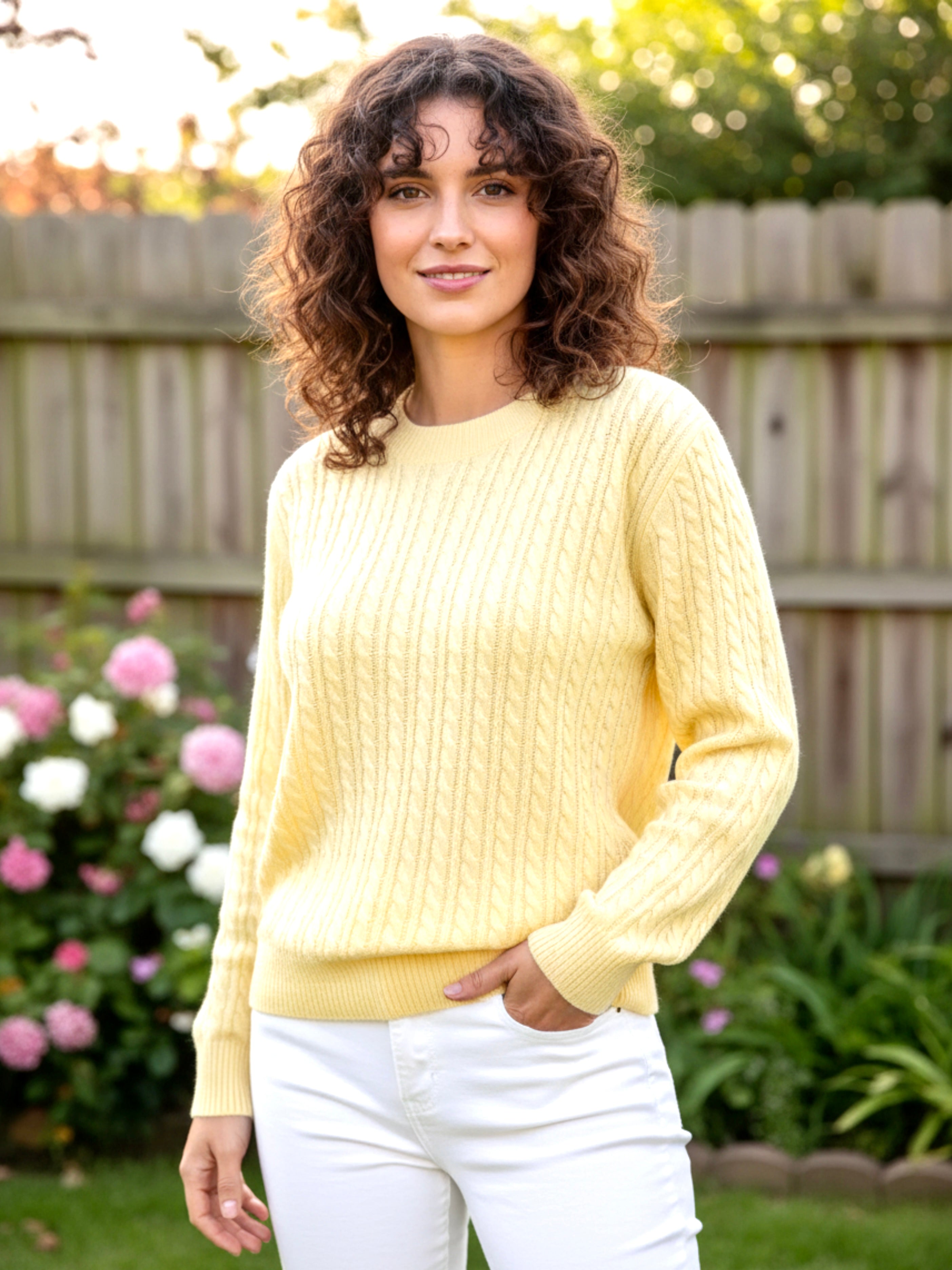 Cable Knit Round Neck Sweater