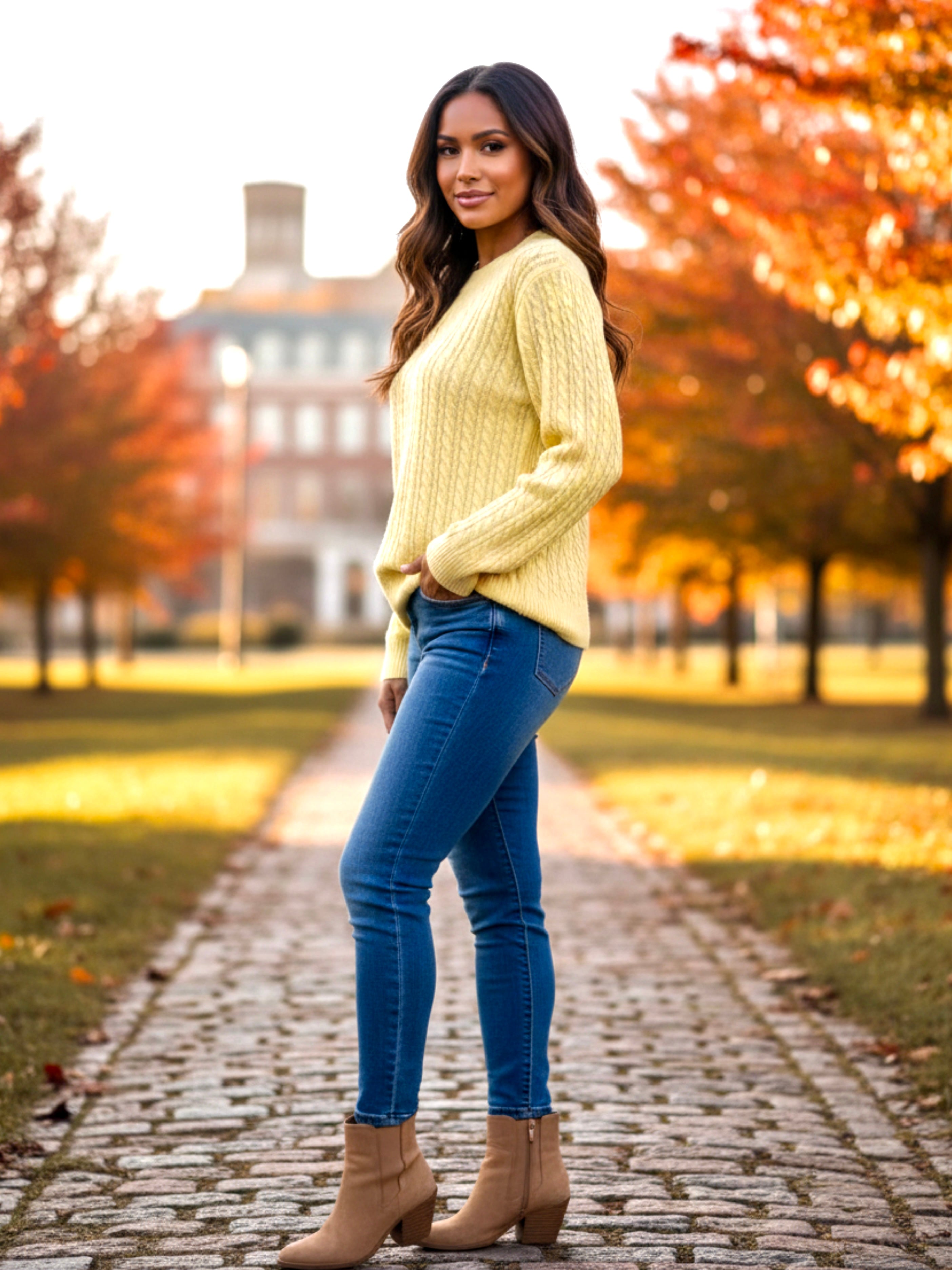 Cable Knit Round Neck Sweater