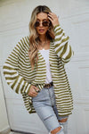 Green & White Lined Cardigan