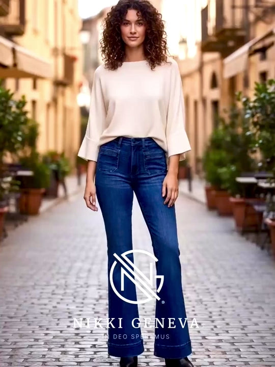 Judy Blue High-Waisted Flare Jeans with Front Pockets