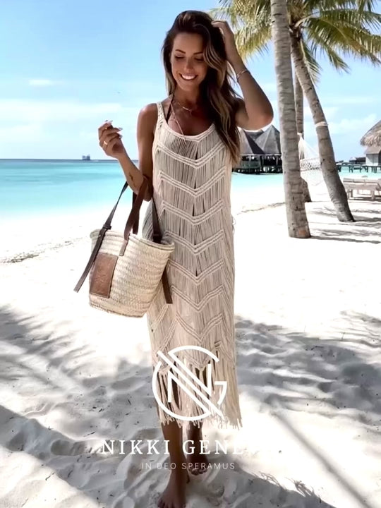 Fringe Scoop Neck Cover-Up