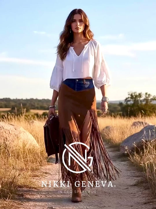 Chic Asymmetrical Tassel Suede Skirt
