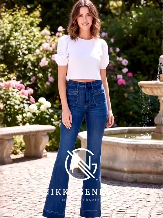 Judy Blue High-Waisted Flare Jeans with Front Pockets